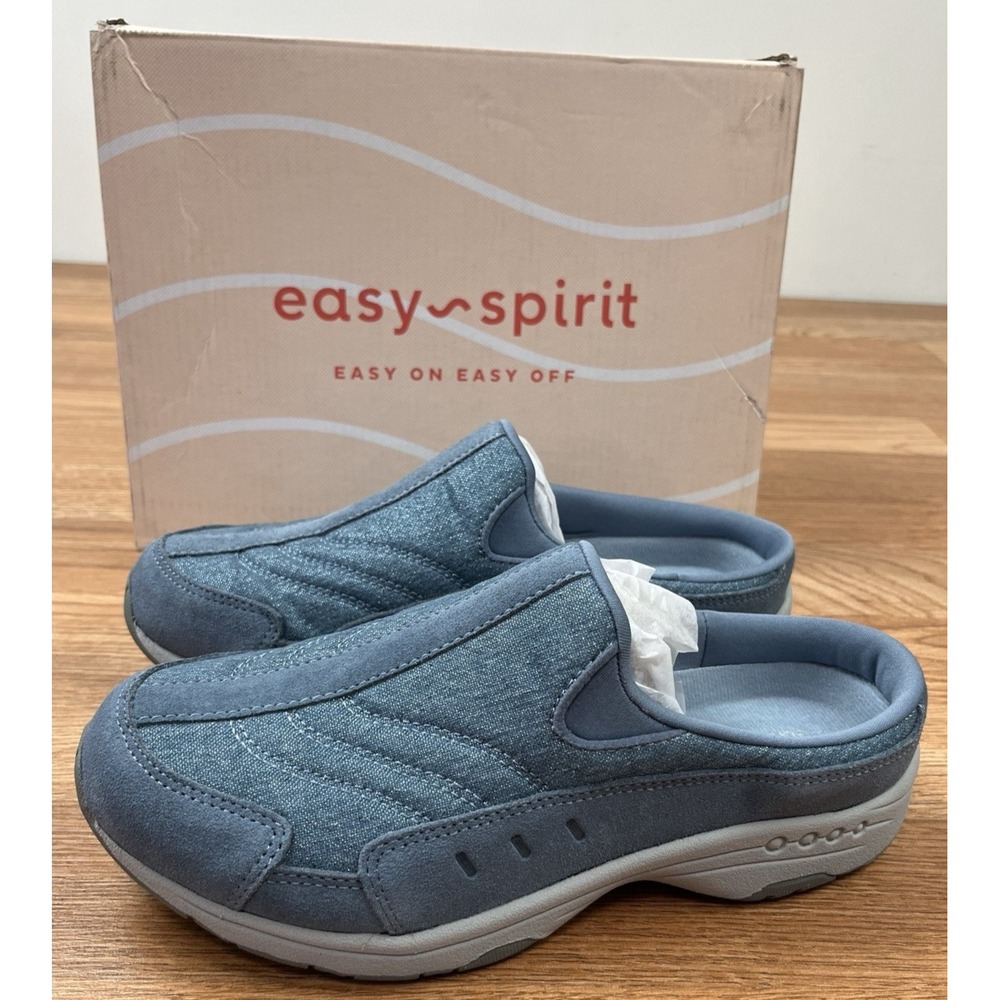 Easy Spirit Travel Time Mules Light Blue Women's Size 7.5 WIDE NEW